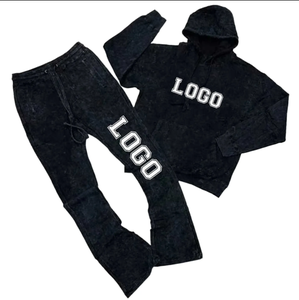 Sweat à capuche en molleton de coton et pantalon de survêtement Ensemble de jogging ample Baggy Survêtement avec lavage à l'acide pour les États-Unis - Product Image 3