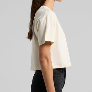 Camiseta corta cuadrada de alta calidad para mujer, camiseta de manga corta con cuello redondo para verano, ropa de calle ecológica para mujer - Product Image 4