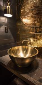 Évier en laiton contemporain pour les espaces de salle de bain minimalistes, offrant un design épuré et une sophistication métallique - Product Image 2