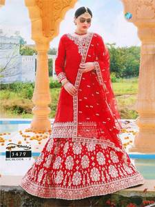 Chaud en vente! Prêt à acheter Broderie et fil spéciaux pour mariage et fête Ensemble haut en satin georgette et plazzo pour vêtements pour adultes - Product Image 5