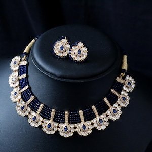 Collar DE BODA indio inspirado en Sabyasachi, conjunto de joyería nupcial paquistaní, cadena de cuentas, perla, piedra principal, regalos de joyería de Bollywood - Product Image 3