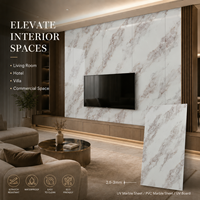 Lembaran Marmer UV MORLENX Putih Beige Rose, Panel Dinding Dekoratif PVC High Gloss untuk Interior Rumah dan Hotel Modern