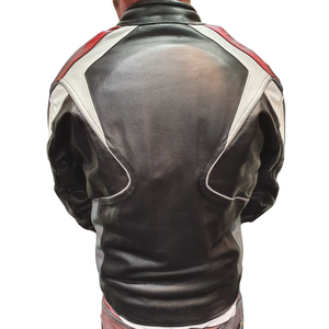 Chaqueta de moto de cuero genuino negro de talla grande unisex de invierno con diseño transpirable a prueba de viento para montar en carretera - Product Image 3