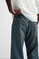 Jean baggy en denim pour homme, coupe ample et oversize, style vintage déchiré, coupe droite, délavage foncé, imprimé, style streetwear, coloré