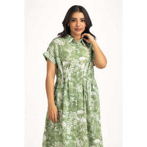 Vestido Casual de Moda WM-DRS-SS25-203, Corte Regular, Cintura Impero con Crochet, Transpirable, Decoración con Volantes, Talla XL, Largo hasta el Suelo - Product Image 4