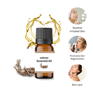 100% Huile essentielle de vétiver naturel pur Ruh Khus Chrysopogon Zizanioides Extrait de feuilles Distillé à la vapeur Peau certifiée GMP - Product Image 3