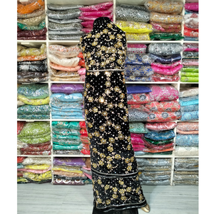 Robe nigériane George en lin faite à la main pour les mariages des femmes, prix de gros de vêtements africains en perles de pierre - Product Image 1