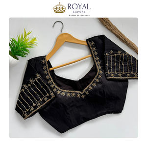 Fournisseur en gros d'exportation de vêtements indiens, dernière mode, chemisier en soie Kimchi de créateur avec broderie à la main pour les festivals et les soirées - Product Image 3