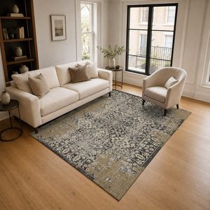 Tapis RUGS DEPOT LXDP-0217 en gros, couleur terre cuite dorée, style vintage oriental, imprimé numériquement, lavable en machine, en chenille, antidérapant - Product Image 2