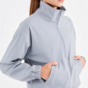 Chaquetas cortavientos de mujer de alta calidad, liso, básico, logotipo personalizado, entrenamiento físico, correr, ocio, deporte, chaqueta con cremallera - Product Image 3