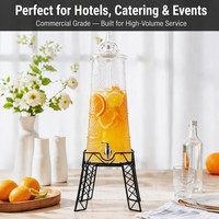 Distributeur de jus en verre Tour Eiffel en gros pour fêtes avec support métallique, grand distributeur de boissons commercial avec robinet pour buffet