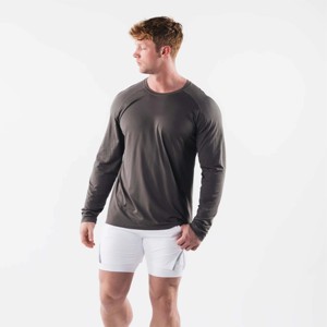 เสื้อยืดออกกำลังกายแขนยาวสำหรับผู้ชายผ้าโพลีเอสเตอร์ผ้าฝ้าย OEM สำหรับฤดูใบไม้ร่วง/ฤดูหนาว" - Product Image 2
