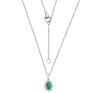 Collar con colgante de varias piedras preciosas CZ de cuarzo verde de Plata de Ley 925 de lujo más vendido estilo clásico para compromiso y fiesta - Product Image 1