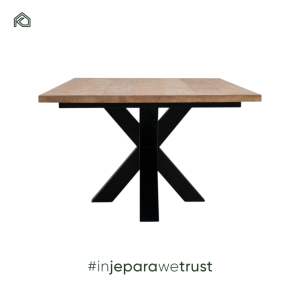 Table à manger de style urbain industriel, pieds en fer, revêtement en poudre noire, style agressif, pour l'extérieur et le salon - Product Image 2