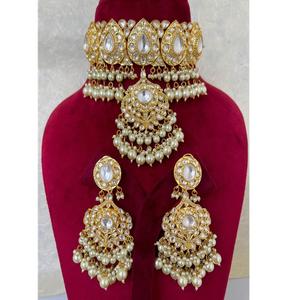 ชุดโชคเกอร์ลายจุดพร้อมต่างหูที่ออกแบบมาสำหรับผู้หญิงเด็กผู้หญิงสำหรับงานแต่งงานงานหมั้นไข่มุกชุดข้อความ - Product Image 1