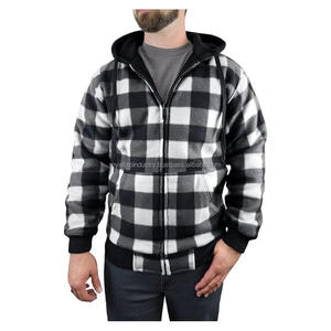 Chaqueta de Forro Polar Reversible con Bordado a Cuadros de Búfalo para Hombre, con Cremallera y Capucha, Venta al por Mayor de Sudaderas con Capucha y Sudaderas - Product Image 1