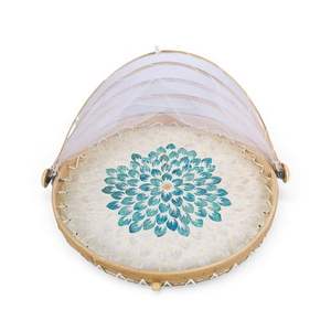 ฝาครอบอาหารทำมือจากไม้ไผ่ ประดับมุก ฝาครอบตกแต่ง เป็นมิตรกับสิ่งแวดล้อม สำหรับใช้ในบ้านและครัว - Product Image 1