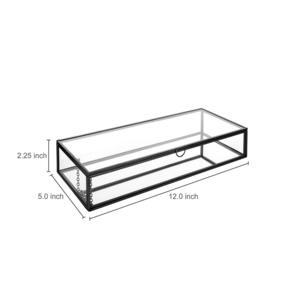 Nueva Caja de Almacenamiento de Joyas de Metal y Vidrio de Estilo Moderno, Marco Negro, Organizador de Anillos de Latón, Uso en Paquetes al por Mayor - Product Image 3