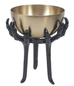 Base de Metal Plateada para Cuencos con Diseño de Esqueletos, Decoración Gótica, Exhibición de Dos Figuras de Esqueletos, Centro de Mesa Decorativo para Halloween - Product Image 2