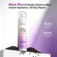 Brume hydratante et repulpante en gros à l'essence de riz noir probiotique, brume micro-fine pour peaux ternes et pores dilatés, base de maquillage