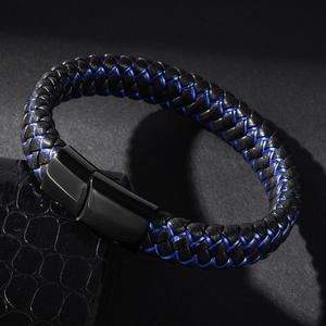 Bracelet Médical en Cuir pour Diabète de <span class=keywords><strong>Type</strong></span> <span class=keywords><strong>2</strong></span> avec Fermoir Magnétique en Acier Inoxydable, Bracelet Personnalisé à Graver pour Homme - Product Image 2