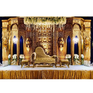 Decoración Moderna para Escenario de Boda Árabe, Tema Dorado para Recepción, Última Decoración para Escenario de Boda Árabe - Product Image 1