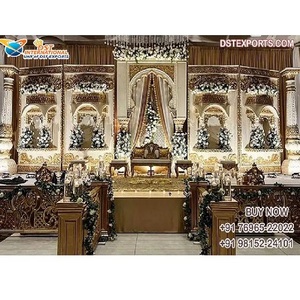 Decoración de Escenario de Boda Impresionante, Diseño de Fibra para Mega Eventos, Decoración de Escenario de Boda Malaya, Tema Grand Rajwada, Escenario de Boda de Fibra en EE. UU. - Product Image 1