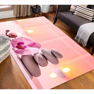 Pink Orchid Zen Stones <b>Rug</b>: Modern Bedroom Office Decor,<b>Chenille</b> <b>Rug</b> - Product Image 2