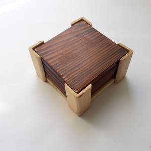 Posavasos de Madera de Diseño Cuadrado con Color Marrón, Mantel Individual y Almohadillas para Servir Bebidas, Posavasos Hechos a Mano - Product Image 3