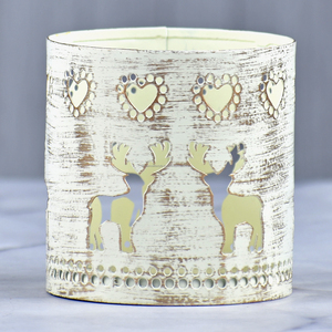 Ensemble de 2 lampes votives en fer de créateur, enduit de poudre d'or noir, décoration de Noël en métal argenté, ambiance de vie en bois - Product Image 5