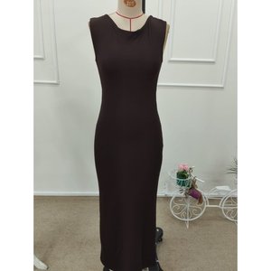 Vestido Largo Elegante de Mujer, Estilo Bodycon, Escote Profundo en la Espalda, Sin Mangas, Color Sólido, para Fiestas Nocturnas y Ocasiones Elegantes - Product Image 4