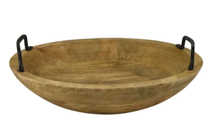Diseño creativo al por mayor hecho a mano rejilla elegante cuenco de madera con soporte de metal y acabado natural utilizado para servir aperitivos - Product Image 4