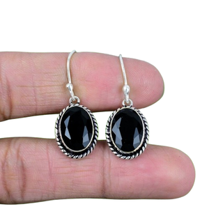 925 Sterling Silver Handmade Gemstone <b>Black</b> Onyx <b>Earrings</b> for Women Girls Best Quality Designer Wedding Gift Dangle <b>Earrings</b> - Product Image 1