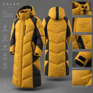 Manteau long matelassé en toile pour homme, chaud, à capuche, coupe-vent, isolé, pour l'extérieur, avec logo personnalisé, fabricant OEM ODM - Product Image 5