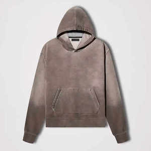 Sudadera con capucha de lavado ácido con gráfico personalizado de 500 Gsm de alta calidad para hombre, chándal recortado con estampado de hojaldre y bordado desgastado, conjuntos de sudadera 3D - Product Image 1