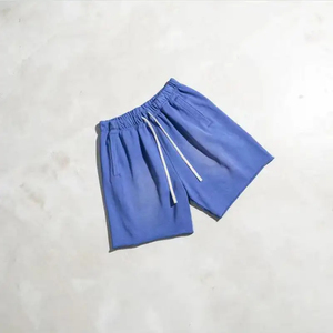 Pantalones cortos desteñidos al sol con logotipo personalizado, pantalones cortos de sudor con corte de borde crudo de algodón pesado, pantalones cortos de cintura doble con diamantes de imitación y lavado ácido para mujer - Product Image 3