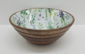 Antique Design Wooden and Meena Work Kitchenware Bowl High Quality Round Shape Solid Wood Tabletop <b>Dinnerware</b> Bowl - Product Image 4