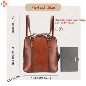 Petit sac à dos en cuir véritable marron vachette vintage à la mode pour femme en gros - Product Image 4