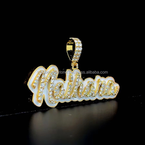 Novedades Último diseño 925 Plata Iced Out VVS Moissanite Diamante Letra Nombre Hiphop Colgante para hombres - Product Image 6