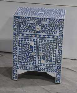 โต๊ะคอนโซลฝังกระดูกลายดอกไม้โบราณทำด้วยมือสำหรับห้องนั่งเล่นโต๊ะข้างเตียง - Product Image 3