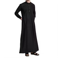 Qamis, Jubba, Kaftan pour Hommes, Mode Arabe de Dubaï, Robe Longue de Prière de l'Aïd, Vêtement Musulman Traditionnel, Grande Taille, en Coton Respirant, Islamique