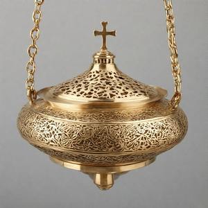 กระถางธูปทองเหลืองสำหรับพิธีกรรมของโบสถ์และการบูชาบูชาออร่าแห่งสวรรค์ - Product Image 5