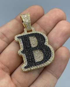 Logotipo personalizado 925 Plata Estilo Hip Hop Colgante inicial Moissanite Diamante negro con collar inicial Joyería elegante de estilo helado - Product Image 2