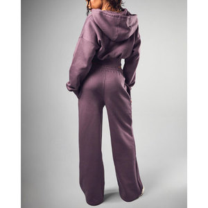 Ensemble de survêtement en molleton de coton léger pour femmes, décontracté, respirant, confortable, deux pièces, tenue de sport élégante - Product Image 2