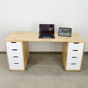 โต๊ะเกมมิ่งคาร์บอนวู้ดพร้อมที่เก็บของ 160x60 ซม. สีธรรมชาติ 5 ชั้นวาง ดีไซน์ทันสมัย รุ่น GD68018 - Product Image 2