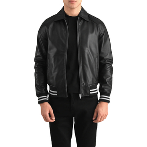 Chaqueta universitaria de béisbol estilo Letterman personalizada chaqueta de bombardero de manga de cuero PU para hombres suministro OEM - Product Image 1