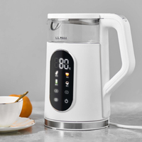 Bouilloire électrique en verre 1,7 L CE/GS 2200W sans fil avec contrôle numérique de la température, chauffage rapide, arrêt automatique, usage domestique