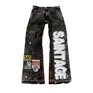 ชุดสูทยีนส์สำหรับฤดูหนาวใหม่ชุดสตรีทแวร์ผ้าเดนิมสีจางลงแดดปักลายพลอยเทียมเทคนิคการพิมพ์ลายวินเทจ - Product Image 5