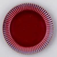 Assiette à pâtes en céramique bordeaux de luxe de 9,5 pouces, bords dorés, style moderne et luxueux, faite à la main, non toxique, écologique, durable, passe au lave-vaisselle
