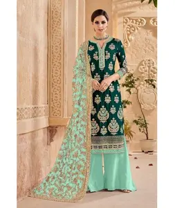 新设计师萨尔瓦套装巴基斯坦和印度重型刺绣和序列作品沙拉拉萨尔瓦卡梅兹婚纱套装